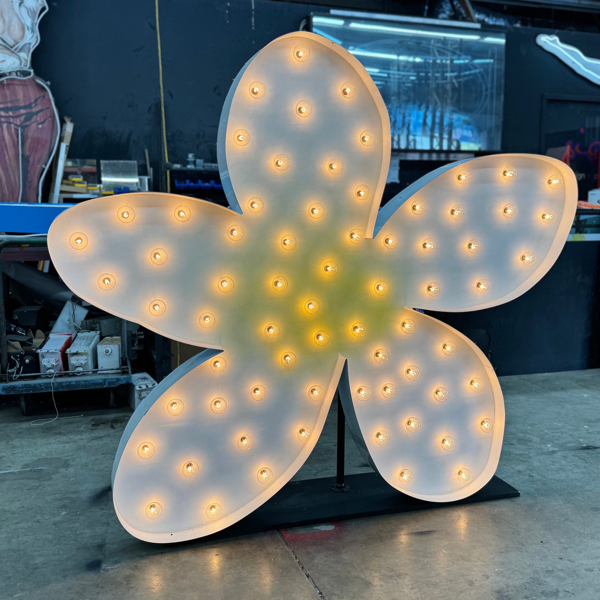 Giant Light Up Flower | Custom Marquee Logo Sign Shape Symbol | 4ft Wood Marquee Letters With Lights 3ft Metal Marquee Letters