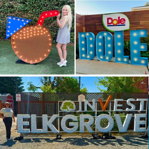 Giant Light Up Flower | Custom Marquee Logo Sign Shape Symbol | 4ft Wood Marquee Letters With Lights 3ft Metal Marquee Letters