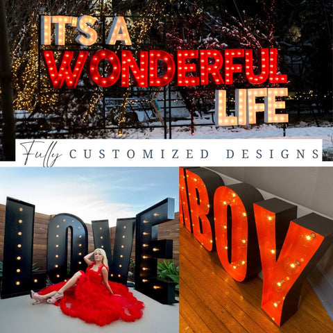 Giant Light Up Flower | Custom Marquee Logo Sign Shape Symbol | 4ft Wood Marquee Letters With Lights 3ft Metal Marquee Letters
