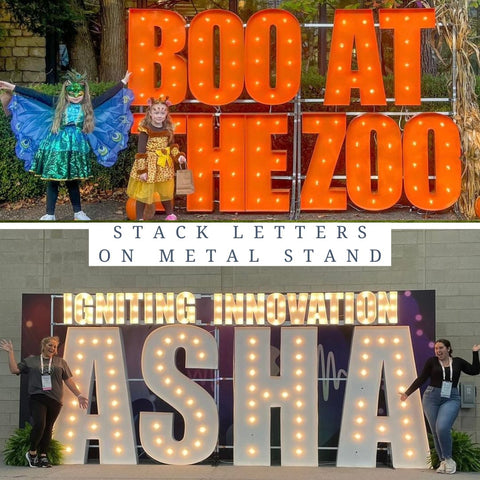 Marquee Letters Stacking Stand Metal Stand | Metal Frames for Large Light Up Letters | Stacked Marquee Letters | Large Marquee Letters 4ft 5ft Tall