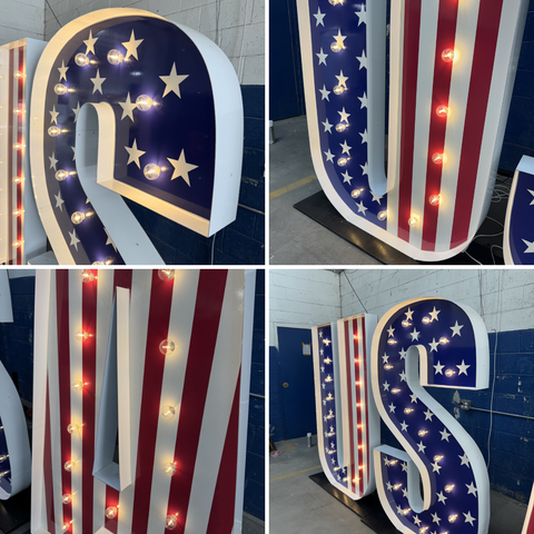 Custom Large Marquee Letters with Printed Face | 3ft 4ft 5ft 6ft Light Up Letters Metal & Wooden Marquee Numbers Logo Sign