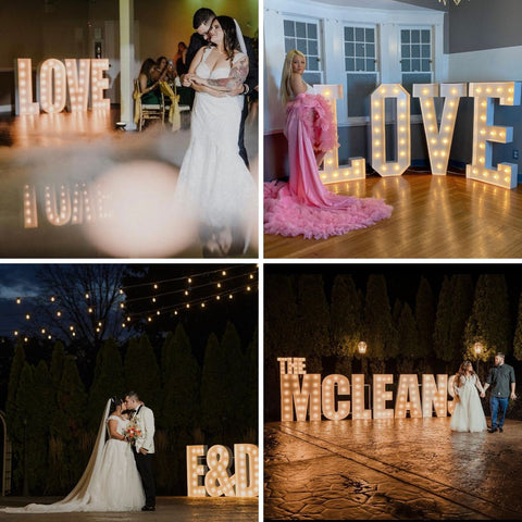 Large LOVE Letters For Wedding | LOVE Sign | Custom Light Up Letters 4ft | Wood Metal Large Marquee Letters 4 feet tall | Custom LED Sign | Wedding Decor Letter Decor | Black Marquee Numbers | Black Light Up Letters