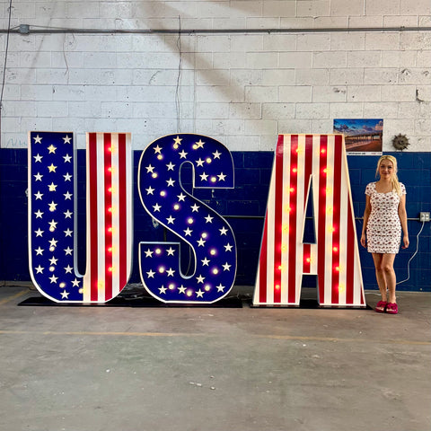 Custom Large Marquee Letters with Printed Face | 3ft 4ft 5ft 6ft Light Up Letters Metal & Wooden Marquee Numbers Logo Sign