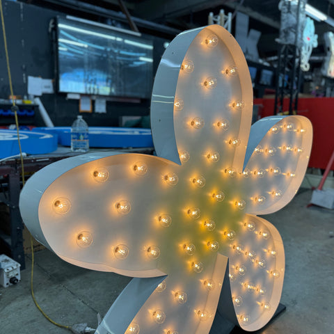 Giant Light Up Flower | Custom Marquee Logo Sign Shape Symbol | 4ft Wood Marquee Letters With Lights 3ft Metal Marquee Letters