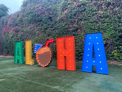 ALOHA Giant Marquee Letters 4ft 5ft Tall | ALOHA Marquee Sign | Large Marquee Letters with Lights | Hawaiian Wedding Birthday Decorations