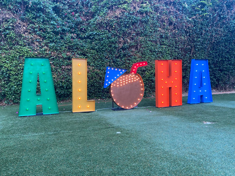 ALOHA Giant Marquee Letters 4ft 5ft Tall | ALOHA Marquee Sign | Large Marquee Letters with Lights | Hawaiian Wedding Birthday Decorations