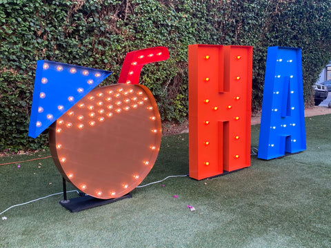 ALOHA Giant Marquee Letters 4ft 5ft Tall | ALOHA Marquee Sign | Large Marquee Letters with Lights | Hawaiian Wedding Birthday Decorations